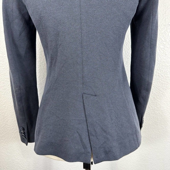 Massimo Dutton Jacket Women Size 4 Blue One Button Tweed Twill Blazer Pockets - Picture 7 of 11